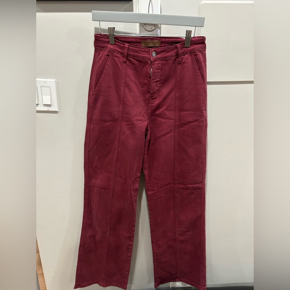 Judy Blue Womens Belfast High Rise Front Seam Straight Jeans Size 9/29 Red